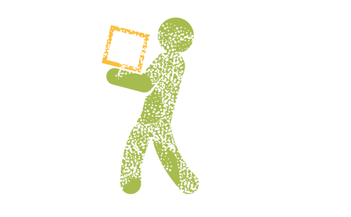 Pictogramme qui représente une personne transportant un carré jaune