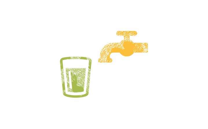 Pictogramme qui représente un robinet et un verre rempli d'un liquide